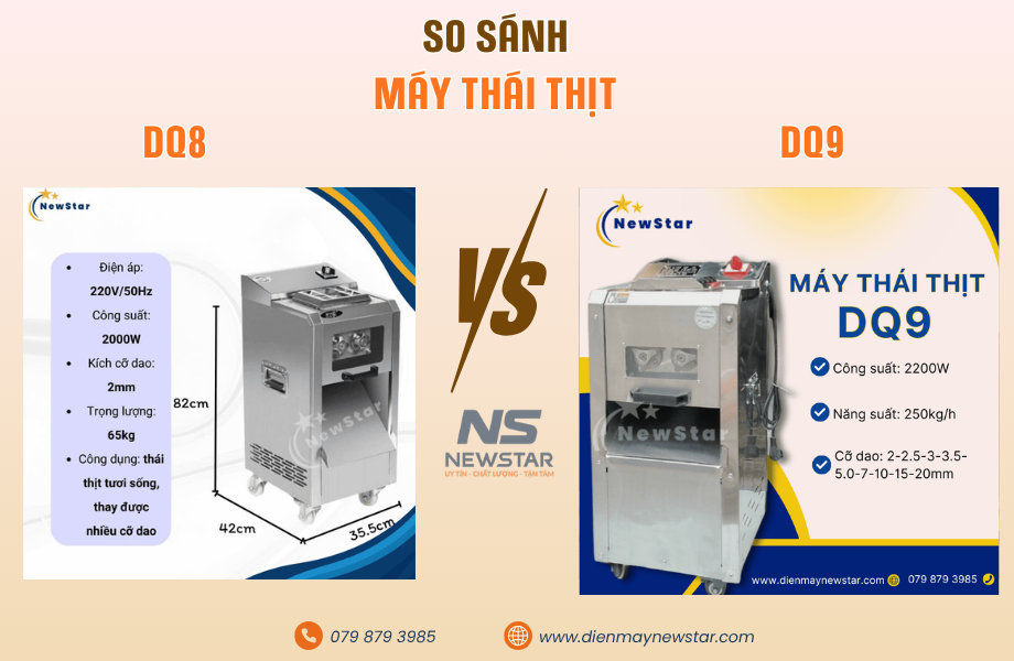 So sánh máy thái thịt DQ8 và DQ9