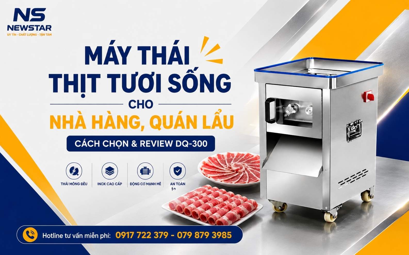 Máy Thái Thịt Tươi Sống Cho Nhà Hàng, Quán Lẩu – Cách Chọn & Review DQ-300