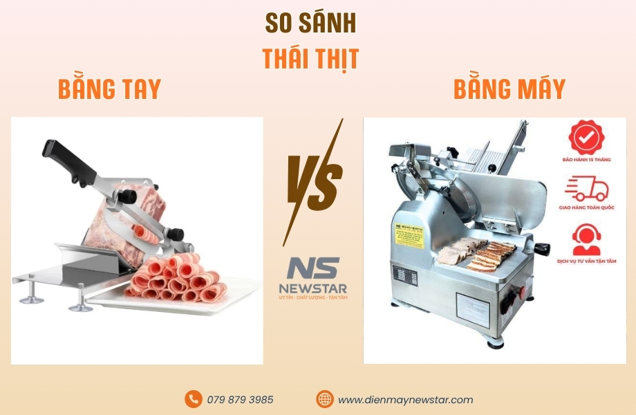 So sánh thái thịt bằng tay và bằng máy: Cách nào phù hợp hơn