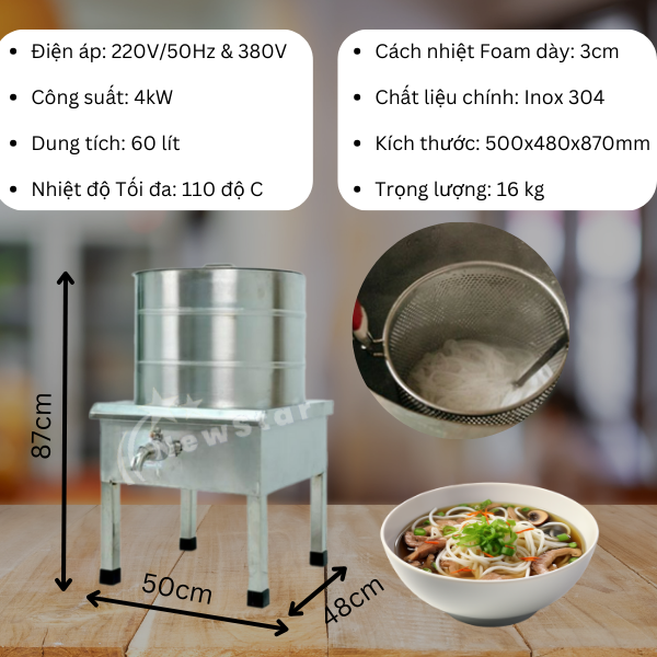 Nồi nấu phở tủ điện rời 60L